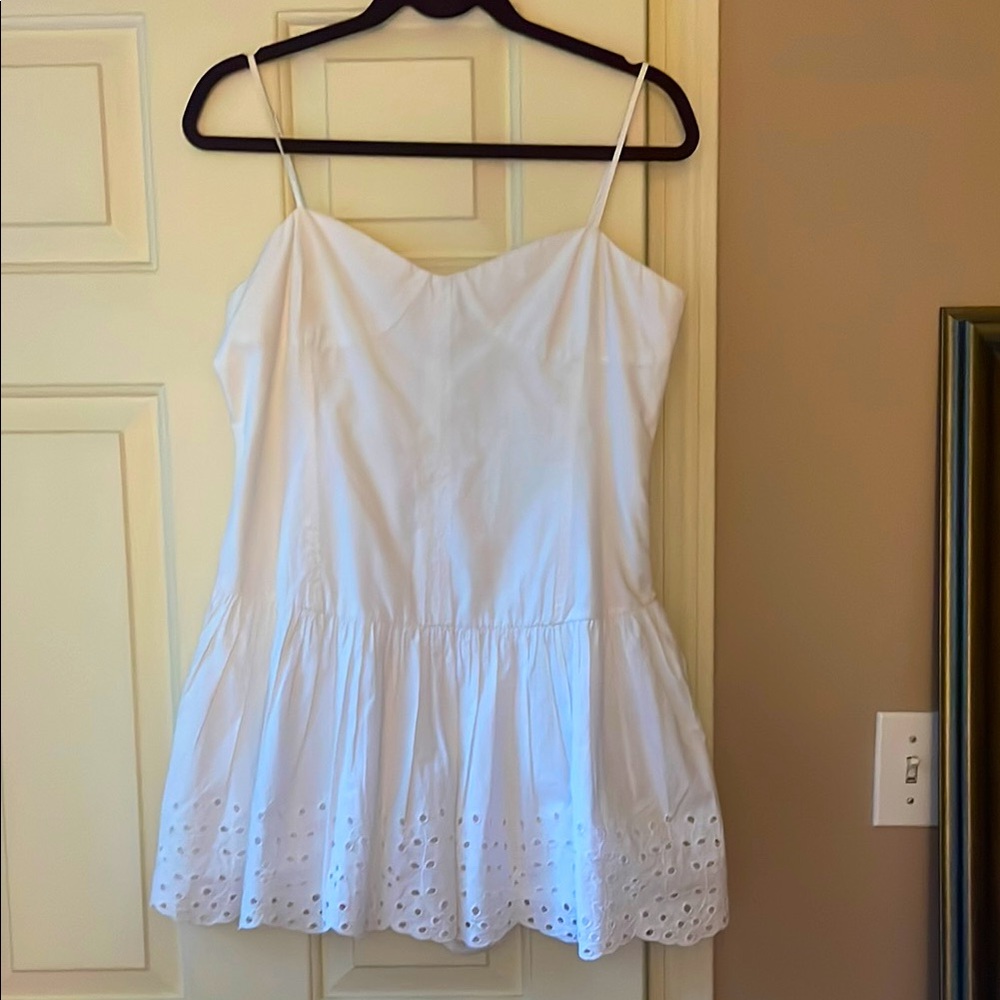Zara white drop waist mini corset romper dress